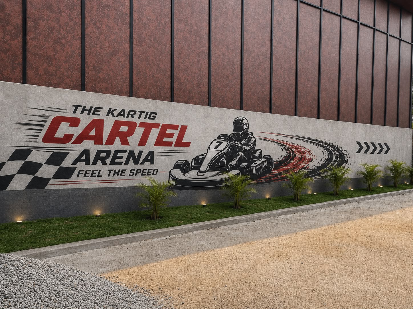 The Karting Cartel perimeter wall artwork