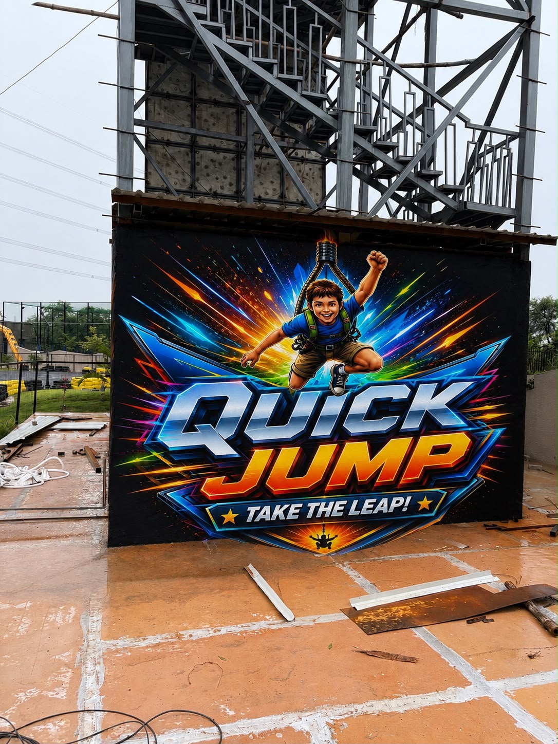 The Quick Jump tower and its artwork